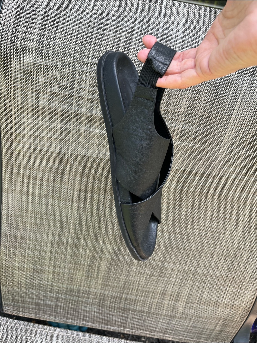 Marcella NYC Heidi Black Leather Cross-Band Slingback Sandals - Picture 10 of 11